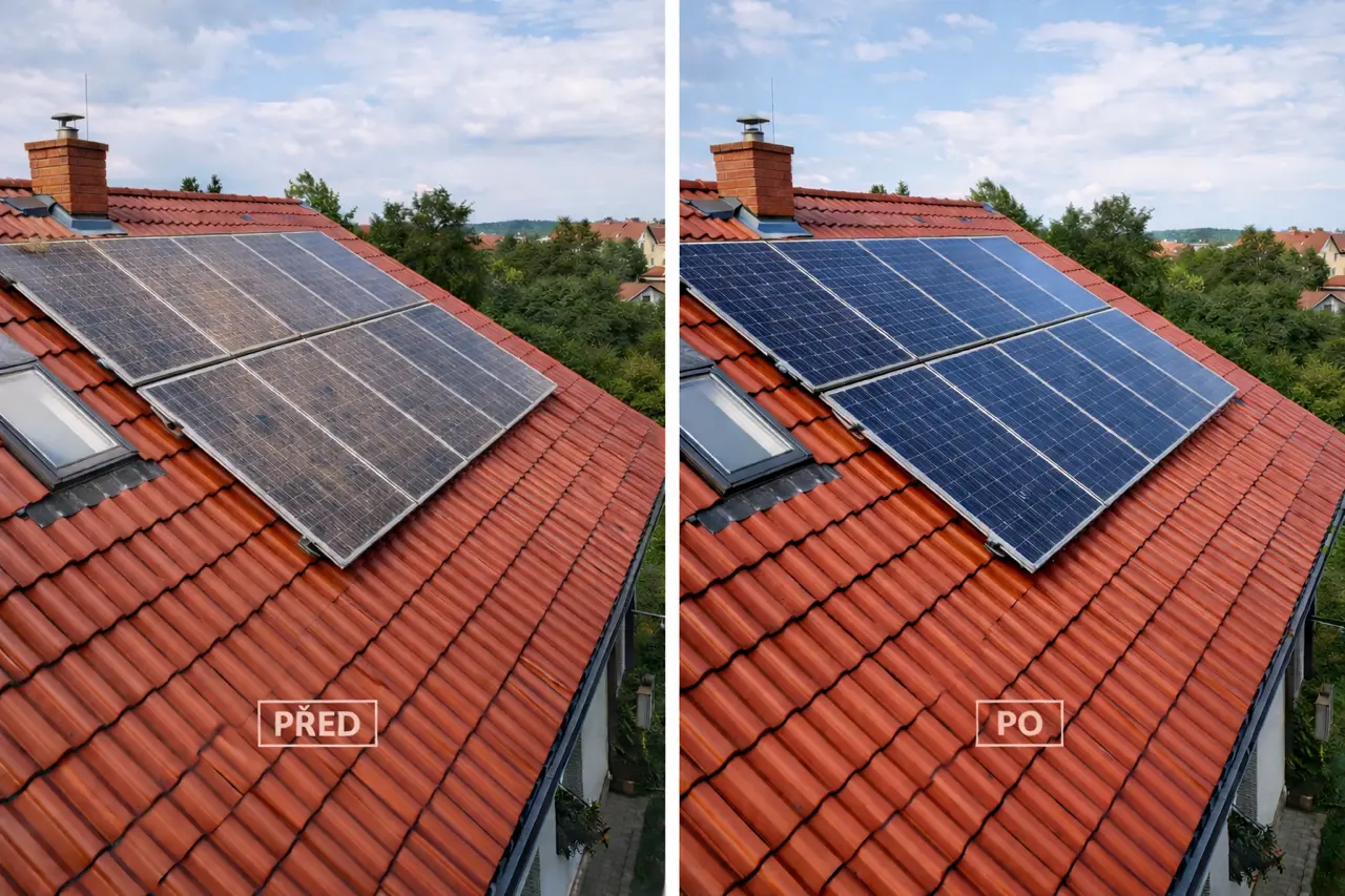 Mytí solárních panelů