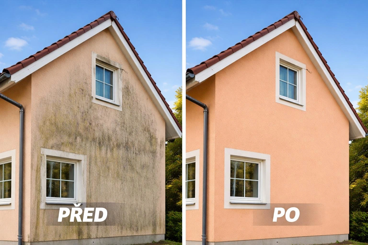 Mytí fasády rodinného domu