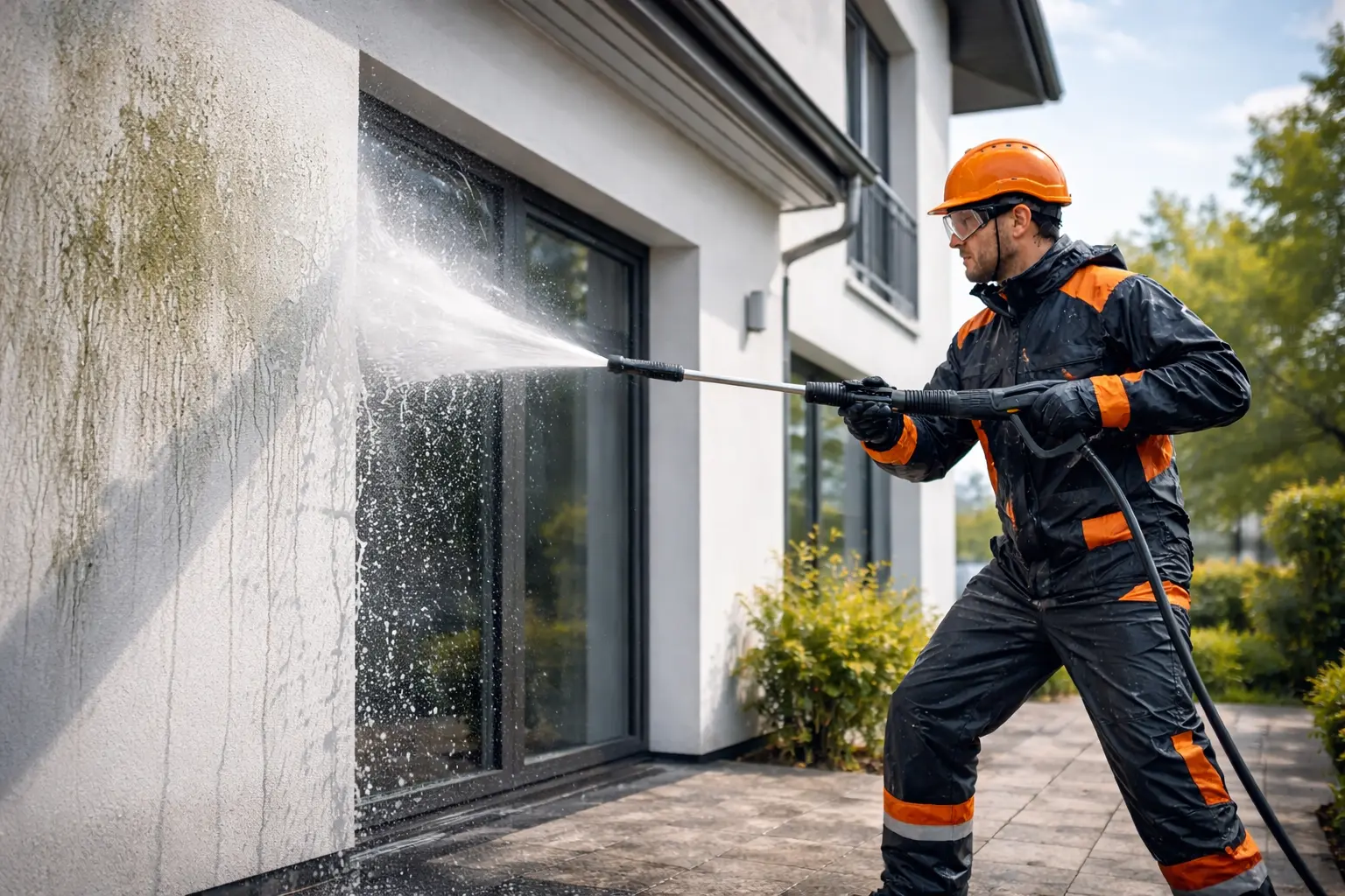 Mytí fasády rodinného domu